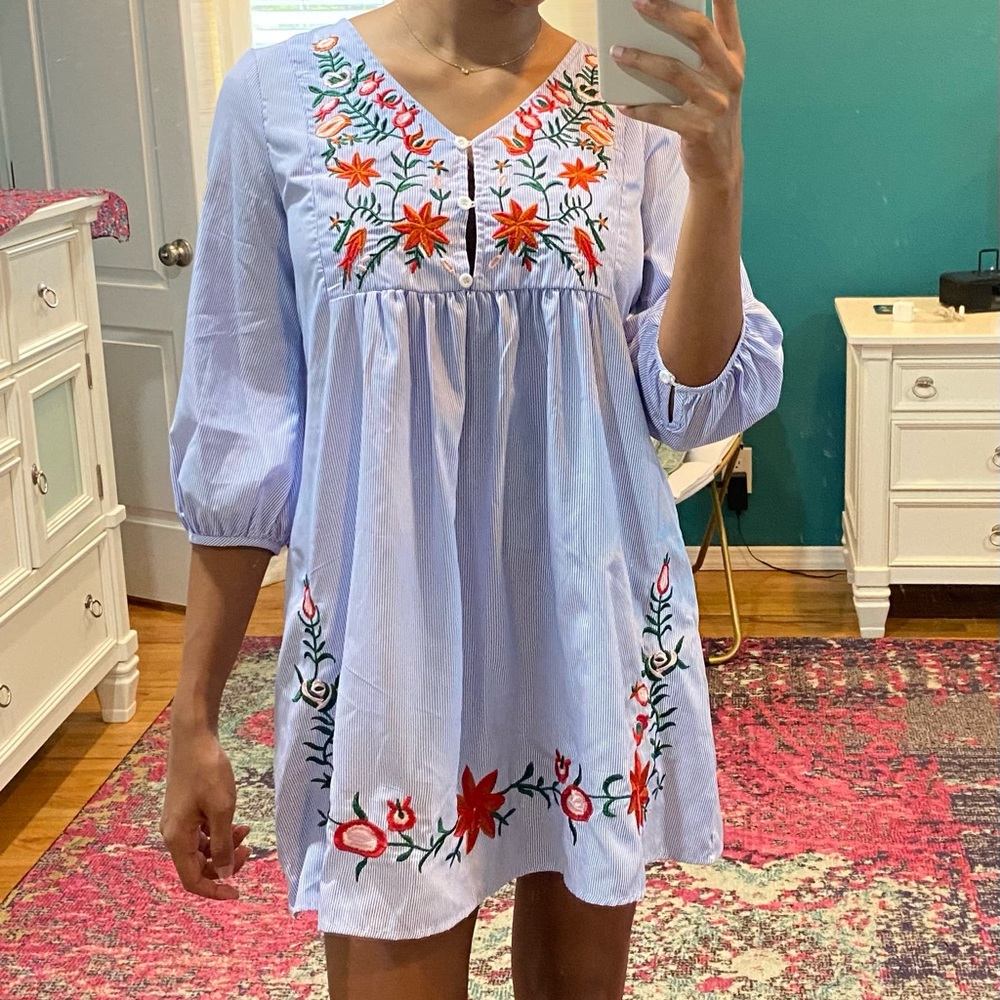 Cute blue striped Shein dress - Size small